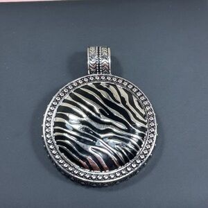 Safari Zebra Print Black and Silver Pendant